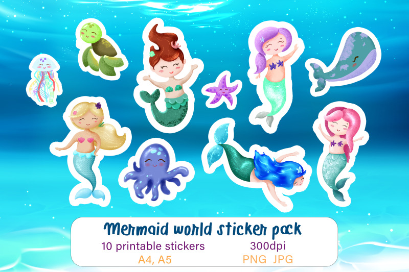 cute-mermaid-stickers-printable-stickers-kids-sticker-pack