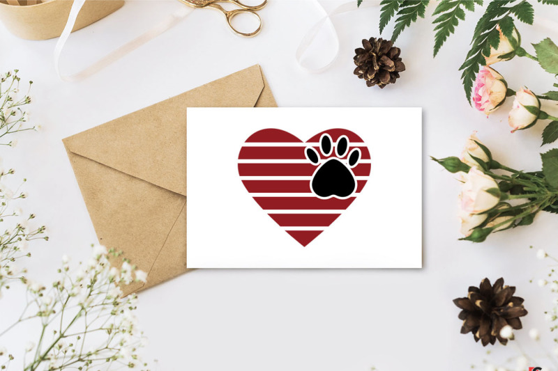 set-of-dog-039-s-foot-on-the-background-of-svg-heart