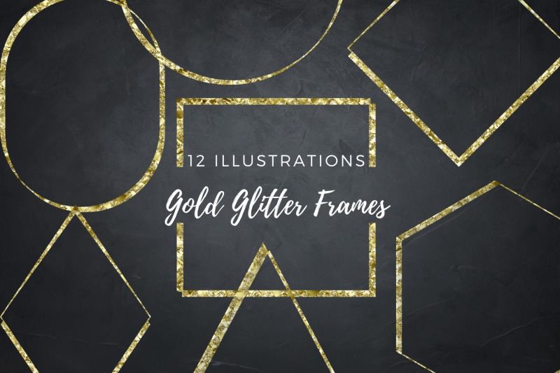 modern-gold-polygonal-frame-clipart-gold-glitter-frames