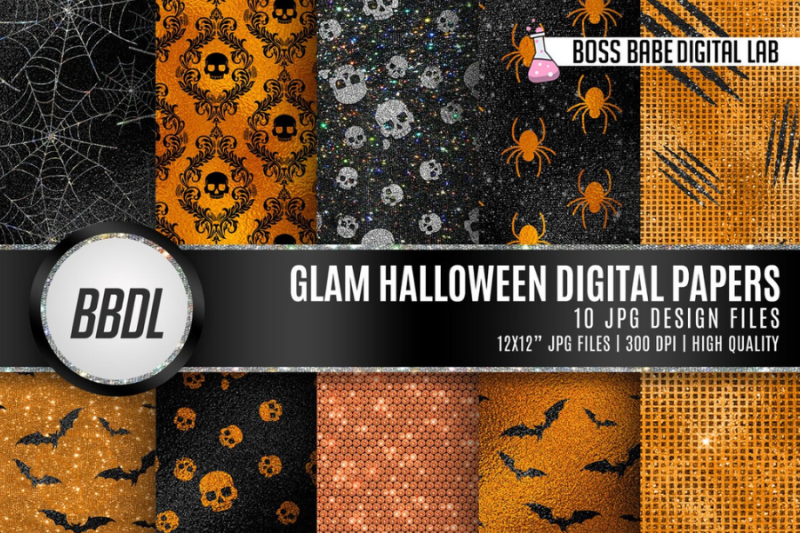 orange-and-black-halloween-foil-digital-papers