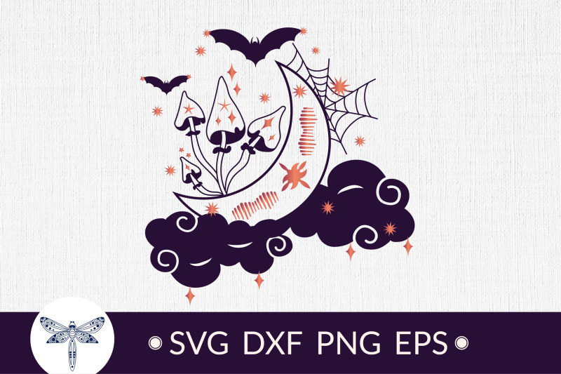 crescent-moon-svg-with-magical-mushrooms-svg-halloween-svg