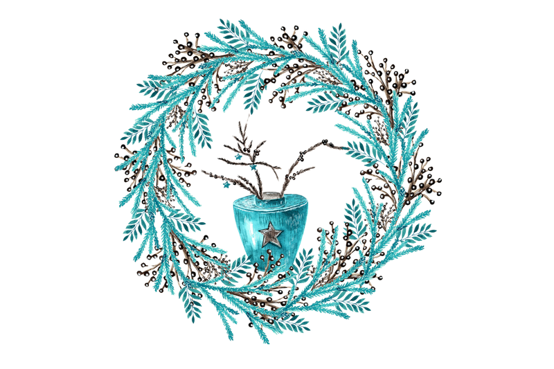 winter-decor-watercolor-illustration-christmas-wreath-vase