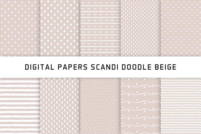 scandi-doodle-beige-digital-papers-hand-drawn-patterns