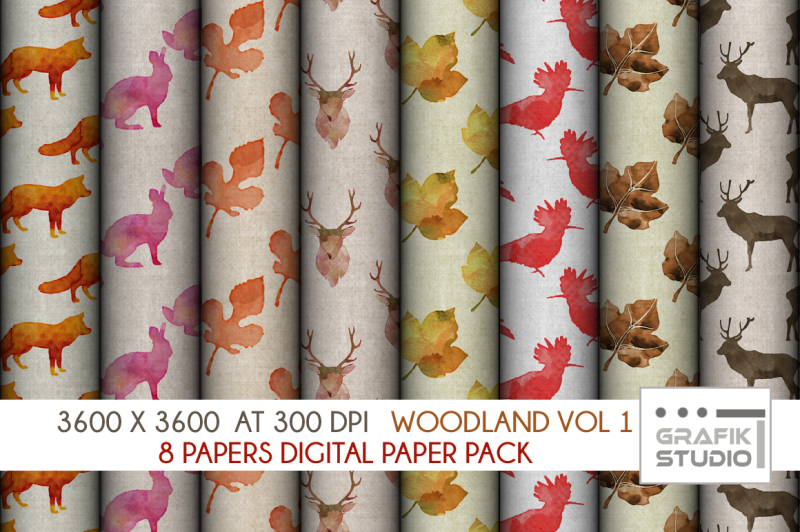 winter-woodland-watercolor-digital-pattern-pack-vol-1-seamless-pattern-paper-pack-seamless-pattern