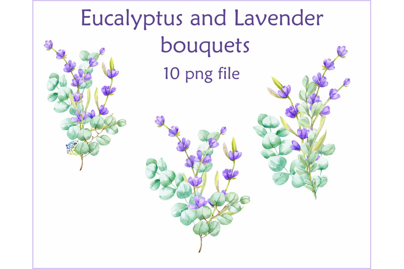 watercolor-eucalyptus-and-lavender-bouquets