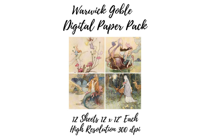 warwick-goble-fairies-2-digital-paper-pack