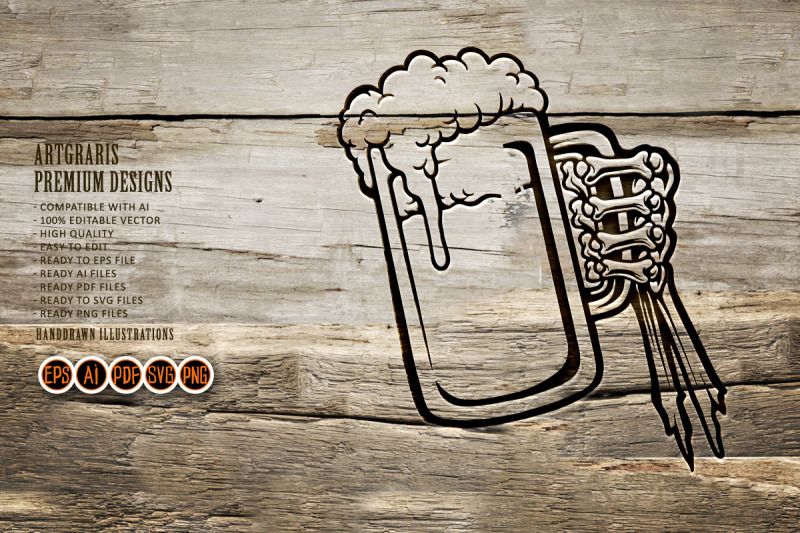 beer-glass-bones-hand-silhouette-svg