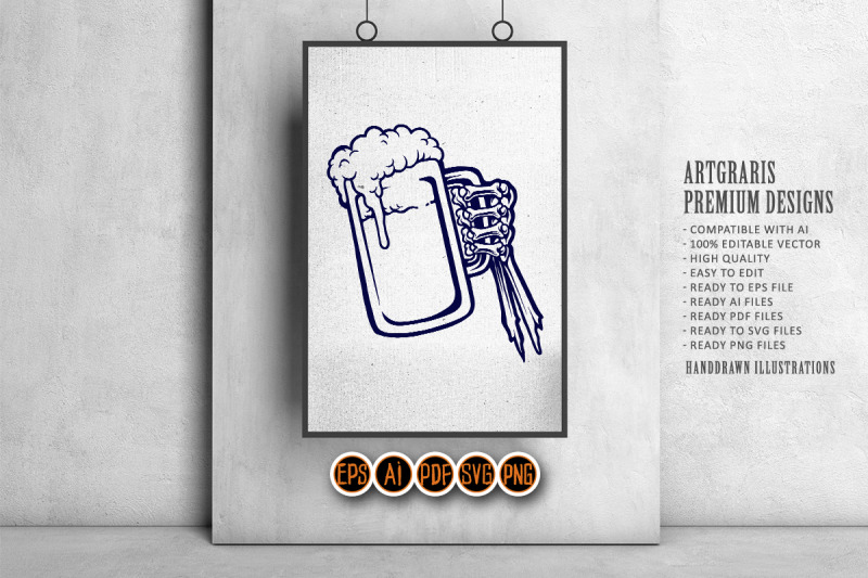 beer-glass-bones-hand-silhouette-svg