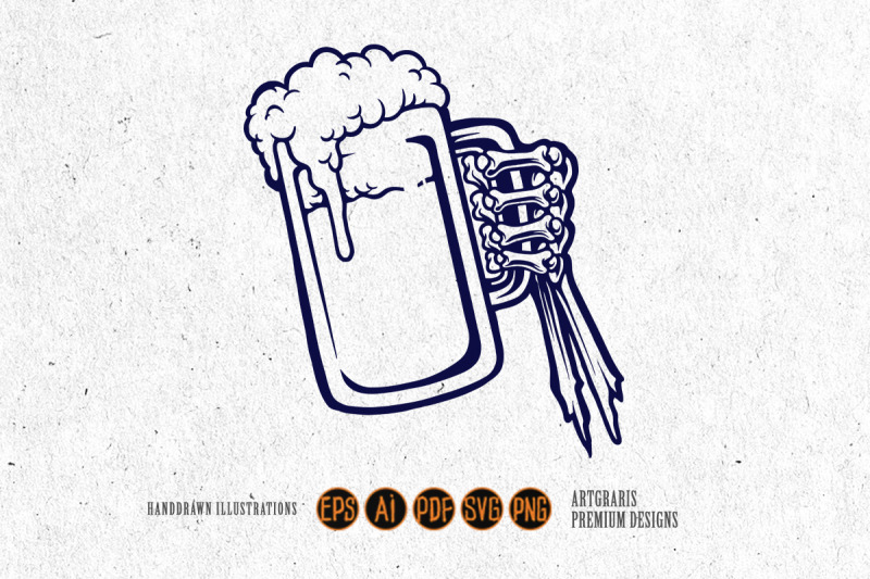 beer-glass-bones-hand-silhouette-svg