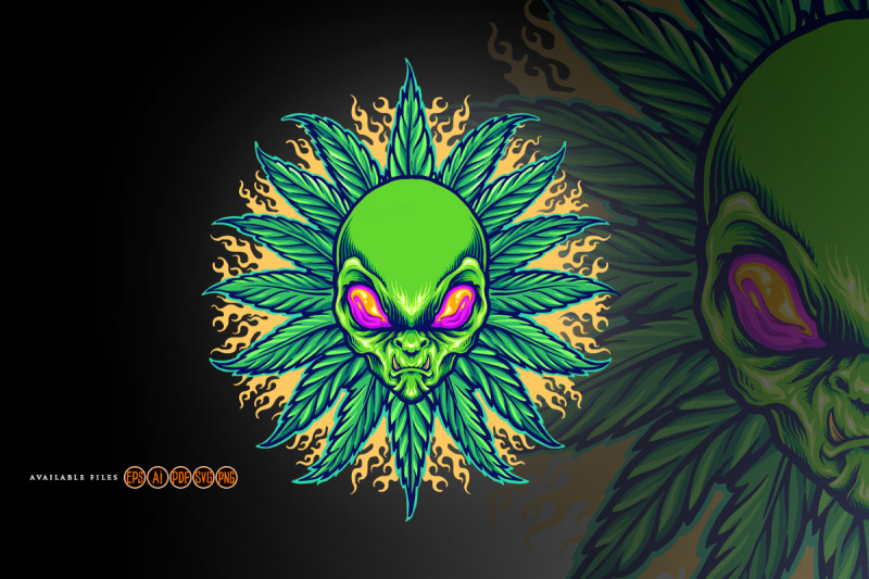 weed-alien-cannabis-mandala-with-fire