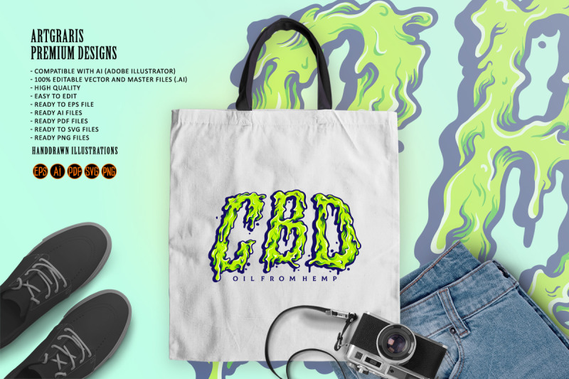 cbd-kush-melt-lettering-logo-illustrations