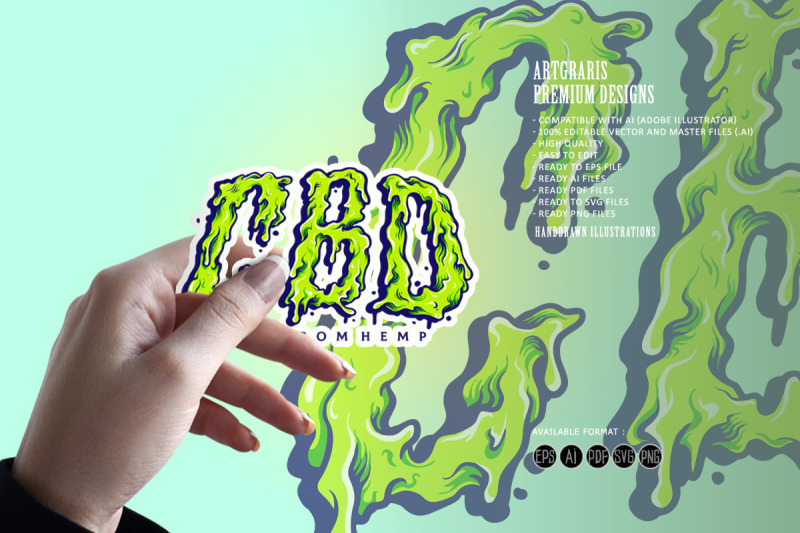 cbd-kush-melt-lettering-logo-illustrations