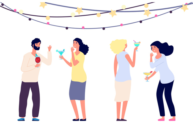 happy-drinking-people-cocktail-party-women-and-man-laughing-isolated