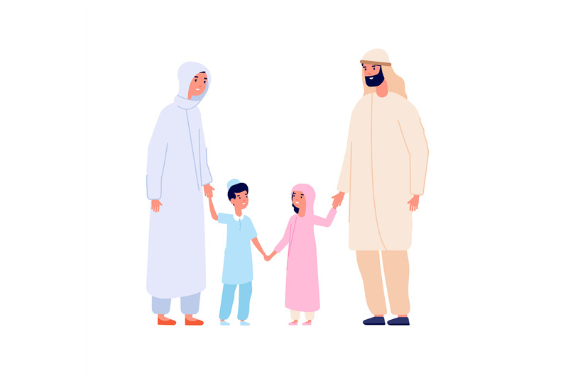 muslim-arabic-family-arab-kids-islam-mother-father-children-cartoon