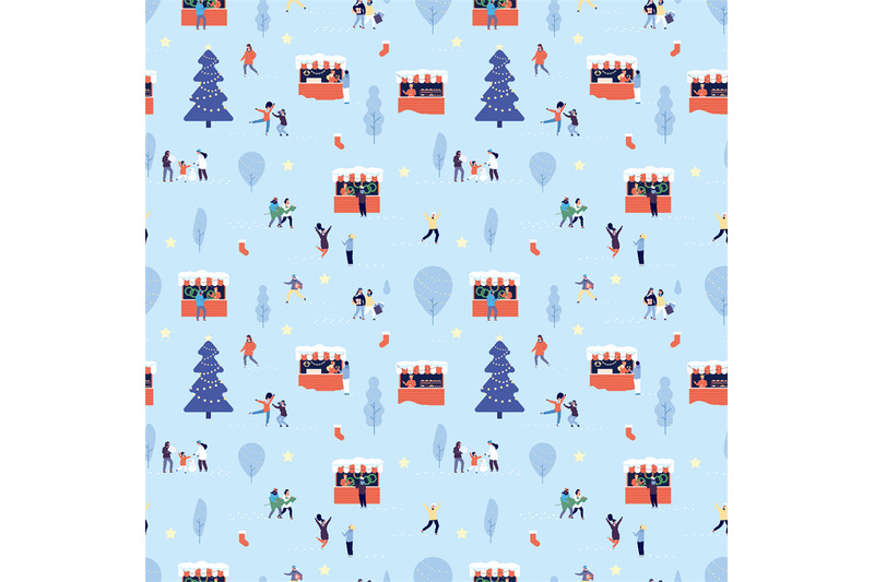 christmas-fair-pattern-happy-people-shopping-winter-outdoor-walking