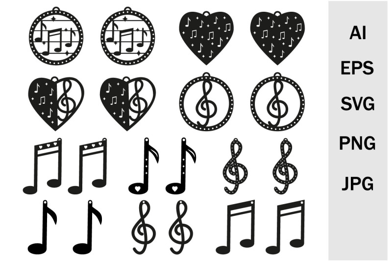 earrings-and-pendants-music-svg-template