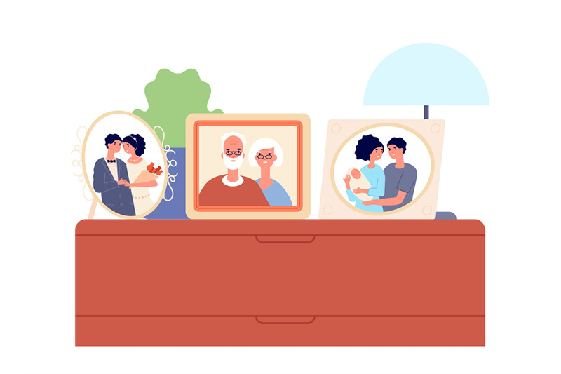 family-portraits-in-frames-couple-children-photo-on-desk-cute-relat