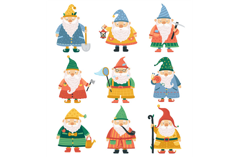 gnome-characters-cartoon-garden-dwarf-cute-beard-men-season-spring