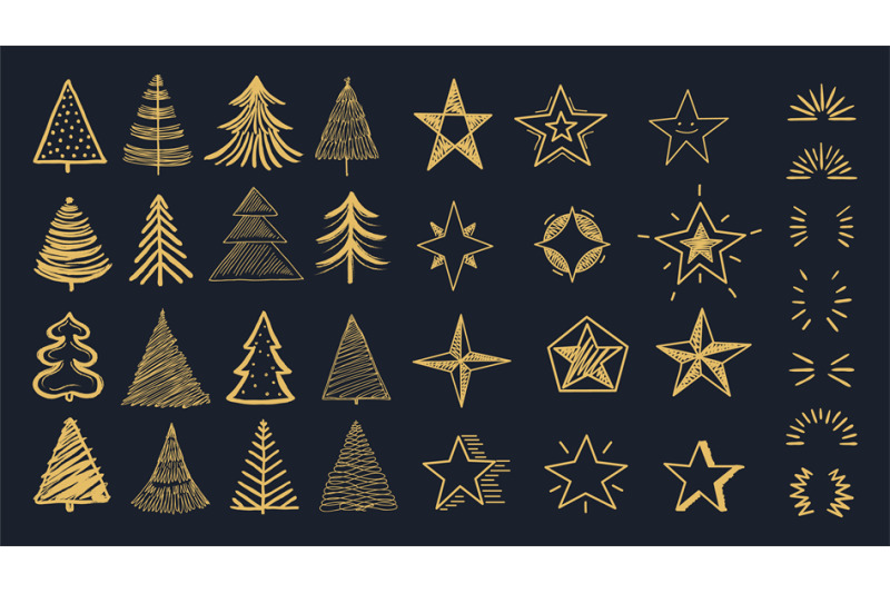 christmas-decorations-pack-doodle-xmas-tree-stars-and-burst-decorat