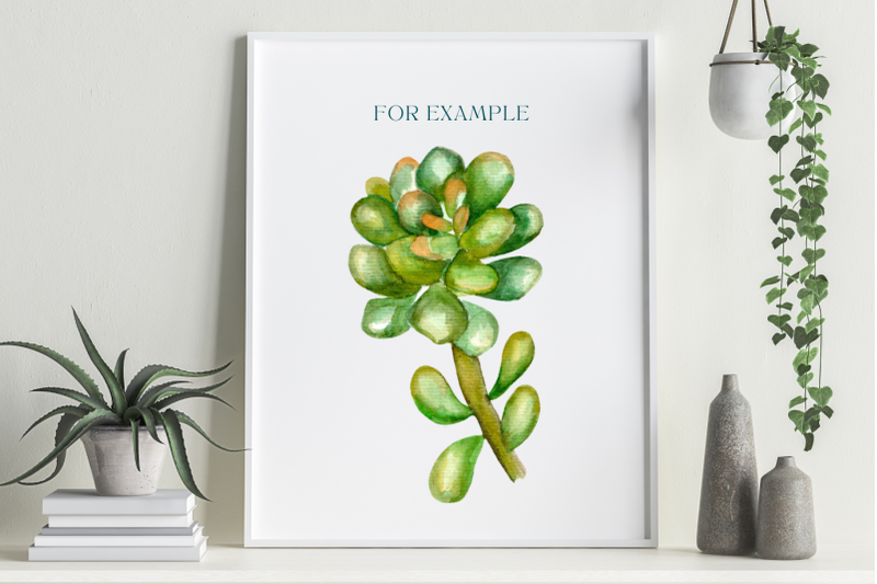 greenery-succulent-plants-watercolor-cliparts