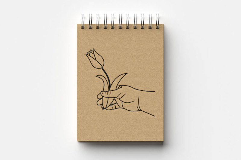 hand-with-a-tulip-flower-black-outline-svg-format