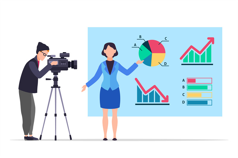 economic-news-people-record-reportage-tv-presenter-in-studio-woman