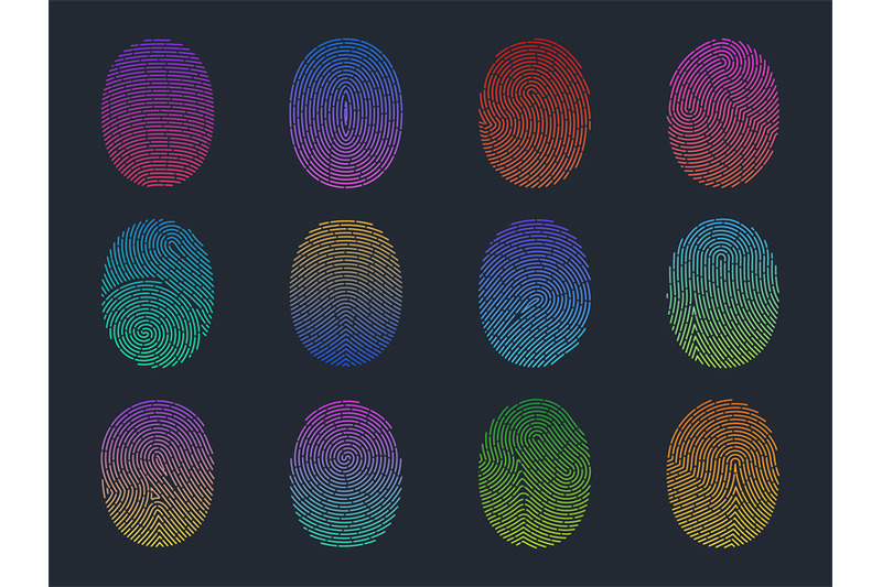 gradient-fingerprints-personality-verification-fluorescent-human-fin