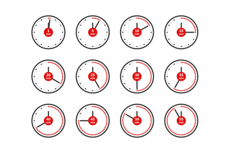 timer-icons-analog-clocks-dial-with-red-arrows-different-positions-c