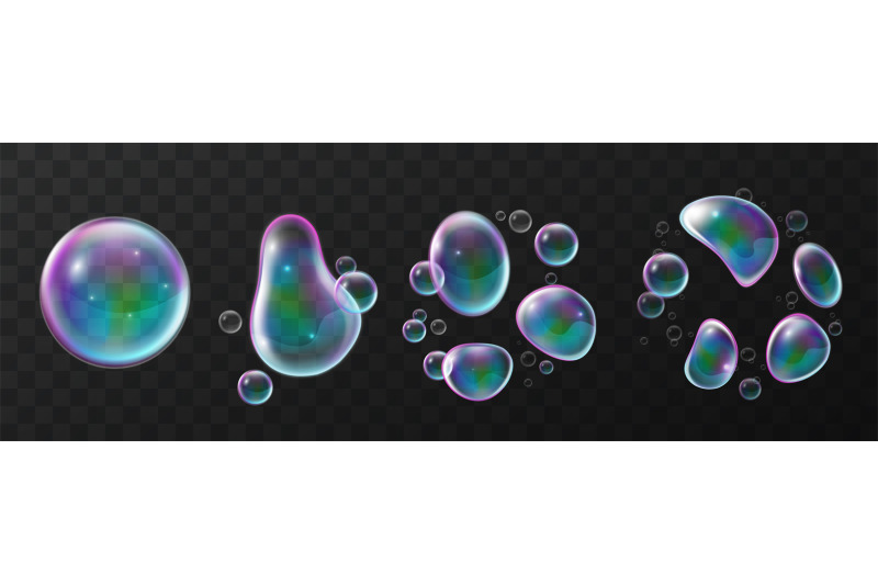 soap-bubble-deformation-realistic-transparent-balls-with-rainbow-refl