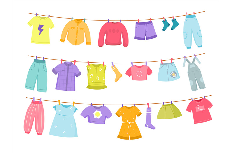 kids-clothes-rope-childish-color-dresses-sweaters-trousers-and-skir