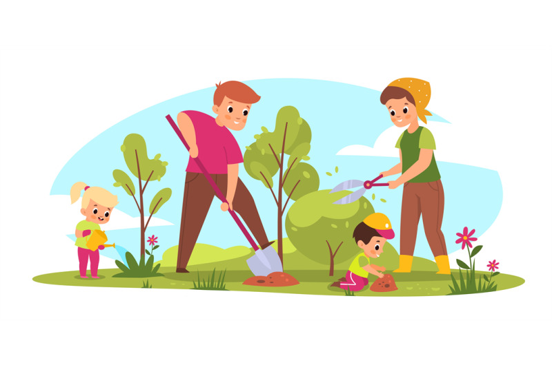 family-gardening-parents-and-children-take-care-of-plants-seasonal-f