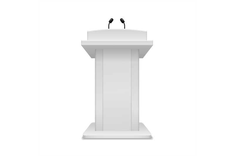 podium-speaker-debate-tribune-white-stand-with-microphone-front-view