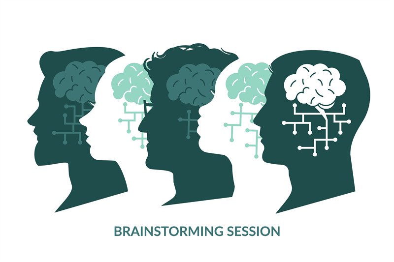 brain-system-brainstorming-session-cyberbrain-human-heads-silhouette