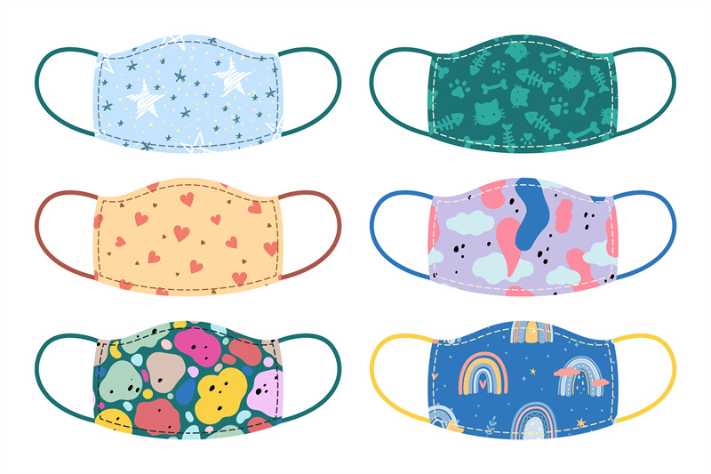 medical-mask-cartoon-respirators-with-kids-prints-isolated-fashionab