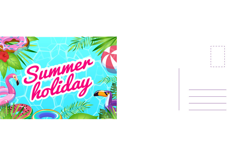 summer-holiday-card-card-with-tropical-leaves-rubber-flamingo-swimm