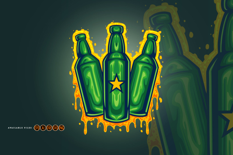 three-bottle-beer-mascot-illustrations