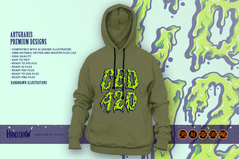 cbd-oil-420-weed-lettering-melt-font