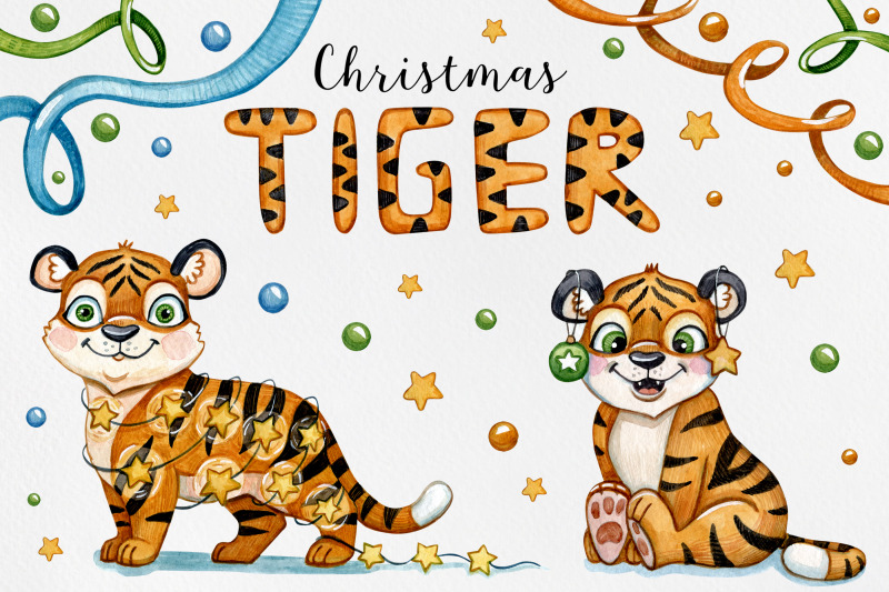 watercolor-set-tiger-christmas-illustrations-watercolor-art-christma