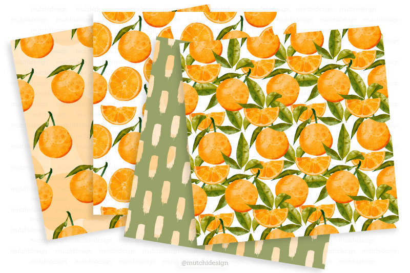watercolor-orange-seamless-patterns