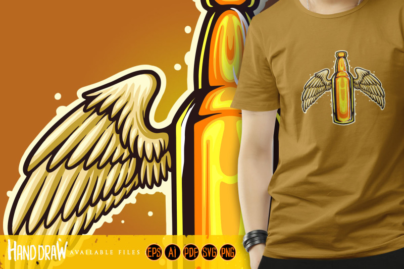 bottle-beer-wings-mascot-illustrations