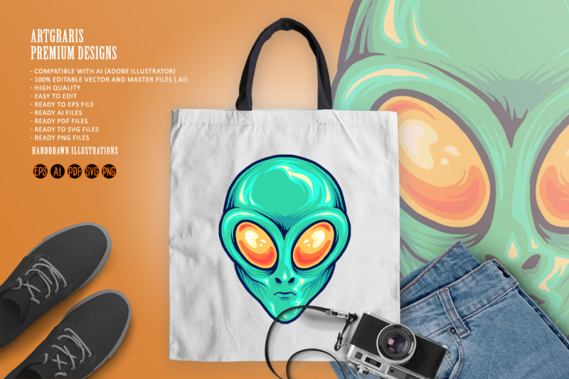 alien-head-cartoon-mascot-illustrations