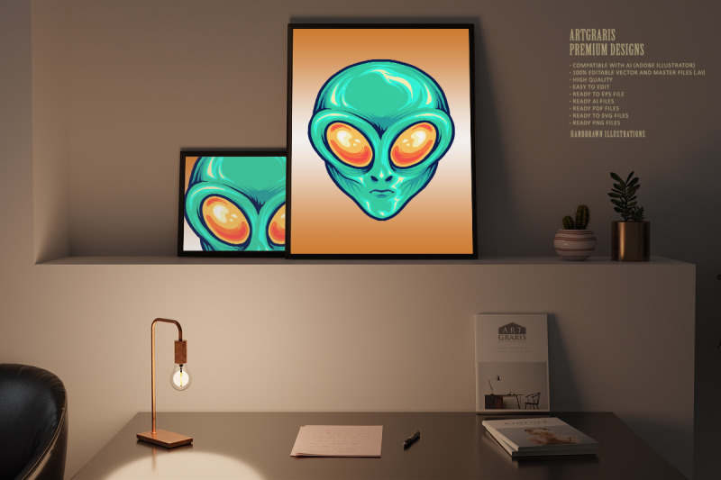 alien-head-cartoon-mascot-illustrations