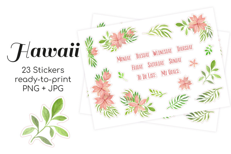 watercolor-tropic-hawaii-planner-print-and-cut-stickers