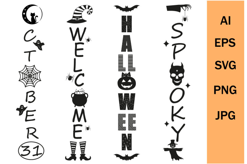 set-of-vertical-signs-svg-halloween