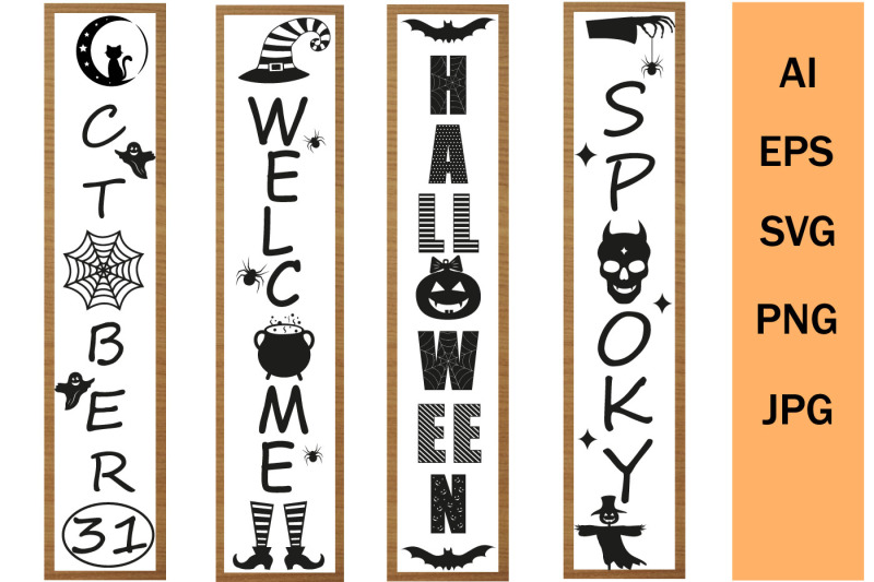 set-of-vertical-signs-svg-halloween