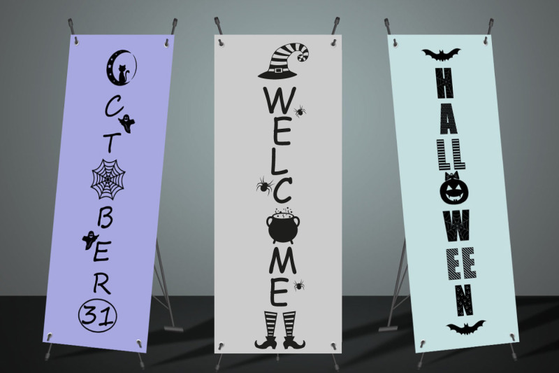 set-of-vertical-signs-svg-halloween