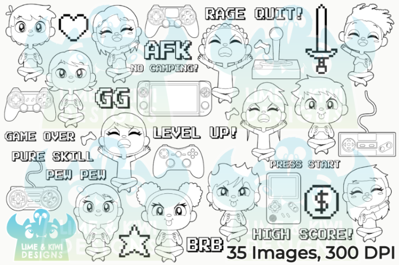 gamer-kids-digital-stamps-lime-and-kiwi-designs