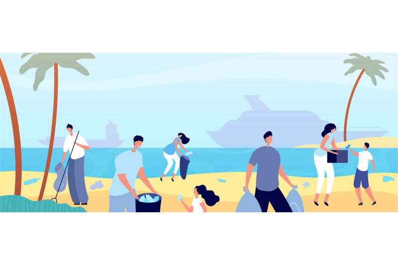 people-clean-beach-man-cleaning-nature-volunteers-save-environment-w