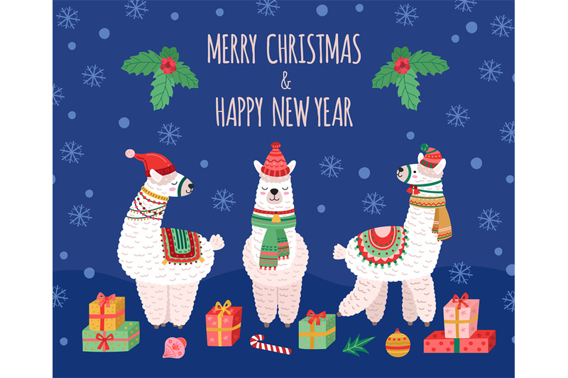 llama-christmas-background-doodles-llamas-wild-baby-animals-holiday