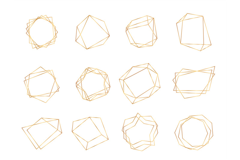 gold-polygonal-frames-triangle-line-shape-polygon-style-crystal-art